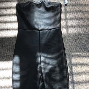 Pleather Black Biker shorts jumpsuit